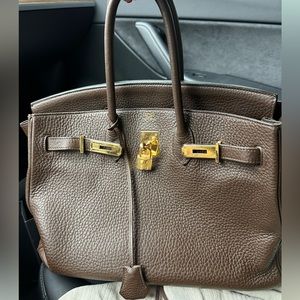 Hermes birkin bag 30 cm Togo chocolate color with gold